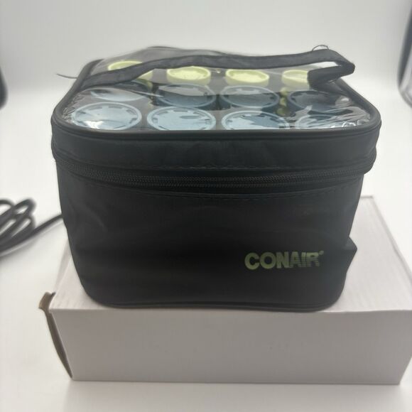Conair Hot Rollers Compact Travel w/Case Clips Instant Heat Blue Green Tested - Picture 4 of 5